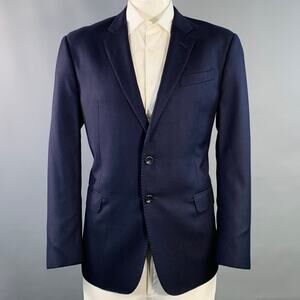 GIORGIO ARMANI Size 46 Navy Woven Virgin Wool Notch Lapel Sport Coat